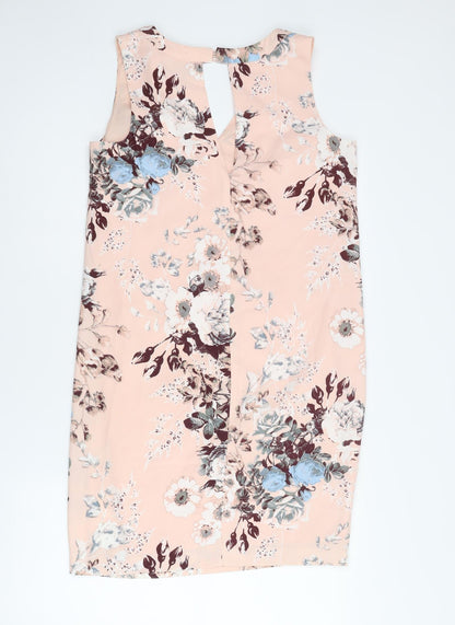 NEXT Womens Pink Floral Polyester A-Line Size 10 V-Neck Zip