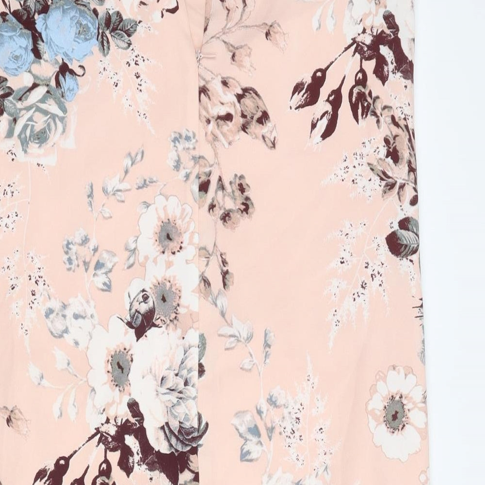 NEXT Womens Pink Floral Polyester A-Line Size 10 V-Neck Zip