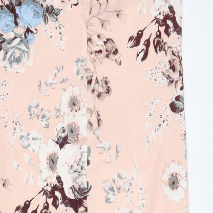 NEXT Womens Pink Floral Polyester A-Line Size 10 V-Neck Zip