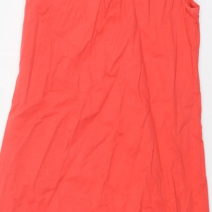 Monsoon Womens Red Cotton Shift Size 10 V-Neck Zip - Broderie Anglaise