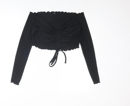 Womens UK Size 16 COLLUSION Black Cropped Blouse