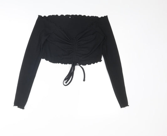 Womens UK Size 16 COLLUSION Black Cropped Blouse