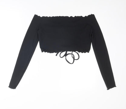 Womens UK Size 16 COLLUSION Black Cropped Blouse