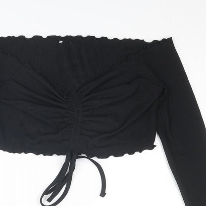 Womens UK Size 16 COLLUSION Black Cropped Blouse