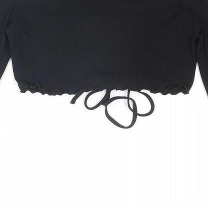 Womens UK Size 16 COLLUSION Black Cropped Blouse