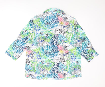 EWM Womens Multicoloured Floral Polyester Basic Button-Up Size 16 Collared