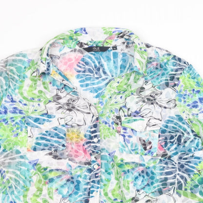 EWM Womens Multicoloured Floral Polyester Basic Button-Up Size 16 Collared