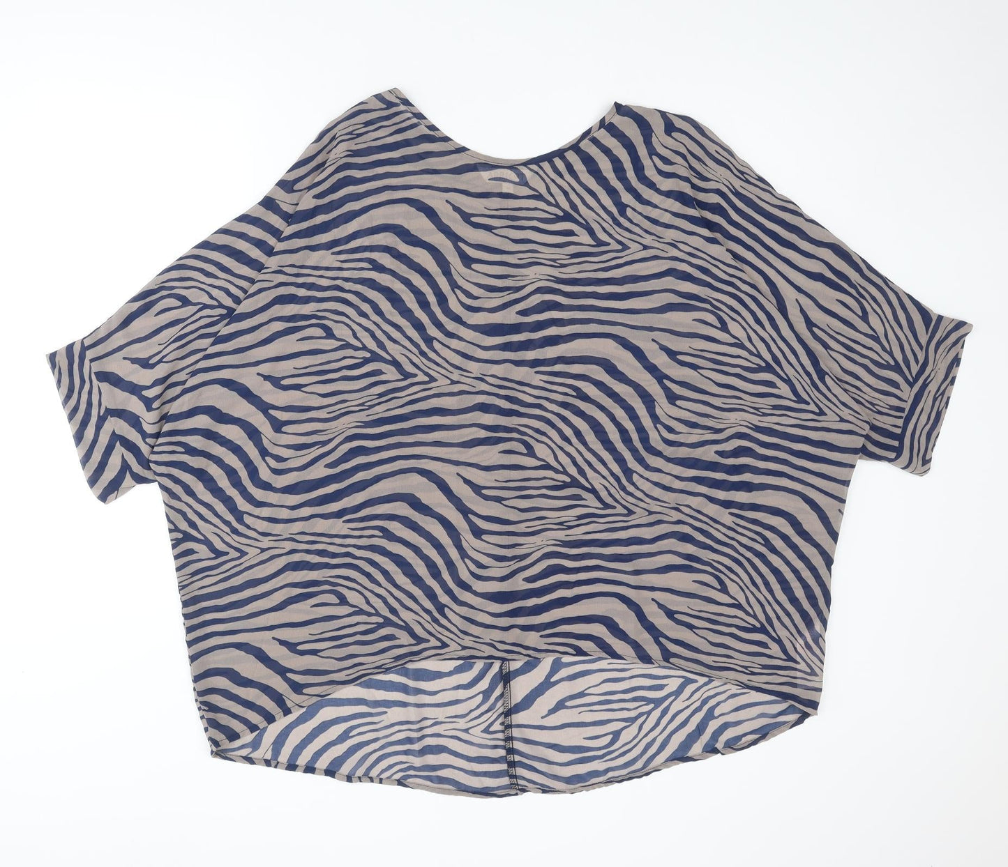 Womens UK Size M Apricot Blue Basic Blouse