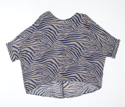 Womens UK Size M Apricot Blue Basic Blouse