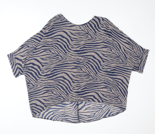 Womens UK Size M Apricot Blue Basic Blouse
