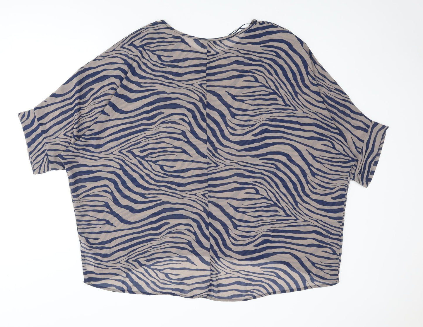 Womens UK Size M Apricot Blue Basic Blouse
