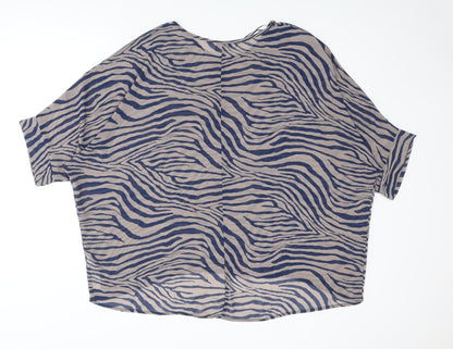 Womens UK Size M Apricot Blue Basic Blouse