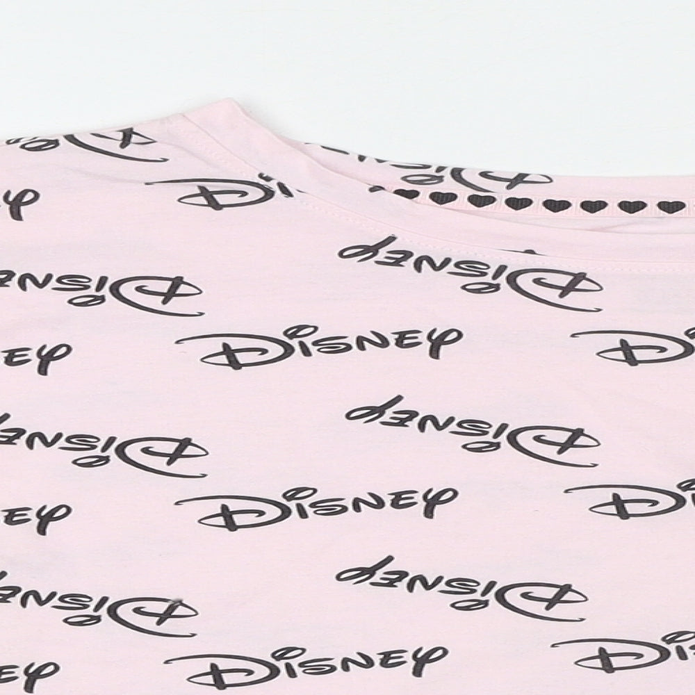 Womens UK Size 14 Disney Pink Cropped T-Shirt