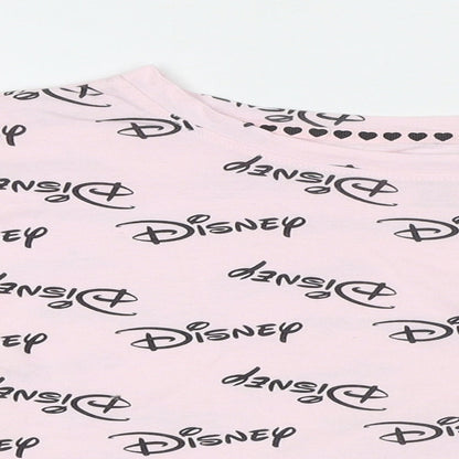 Womens UK Size 14 Disney Pink Cropped T-Shirt