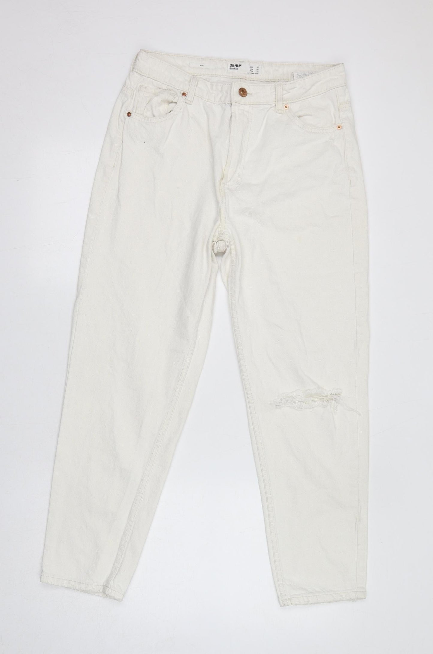 Bershka Womens White Cotton Skinny Jeans Size 10 L27 in Regular Zip