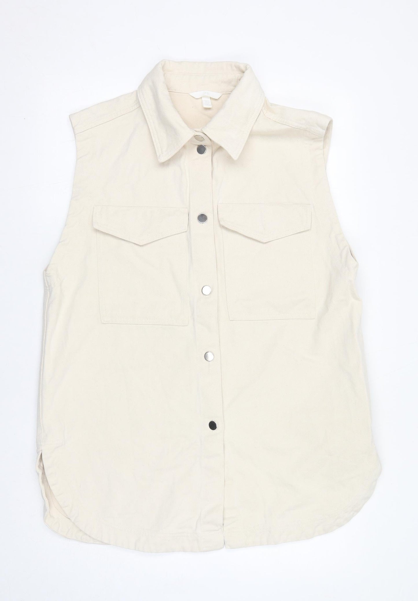 H&M Womens Ivory Jacket Waistcoat Size M Button