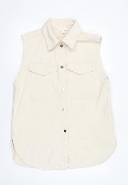 H&M Womens Ivory Jacket Waistcoat Size M Button