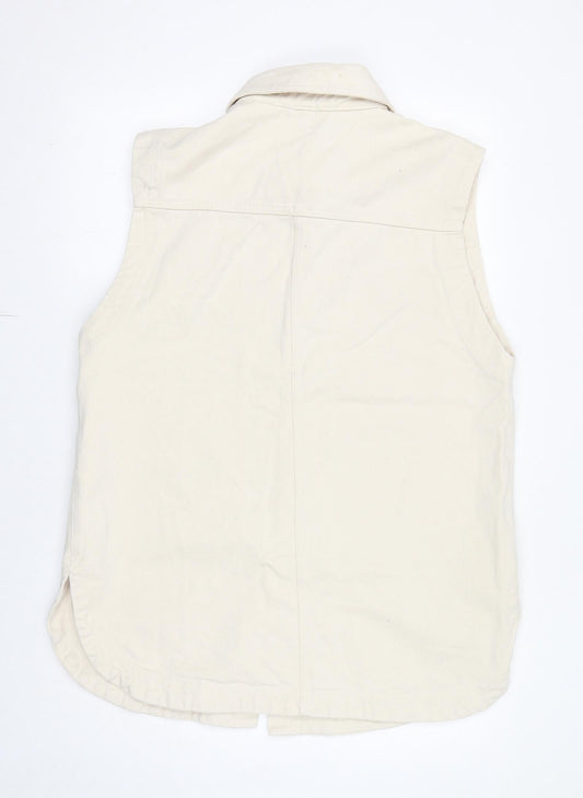 H&M Womens Ivory Jacket Waistcoat Size M Button