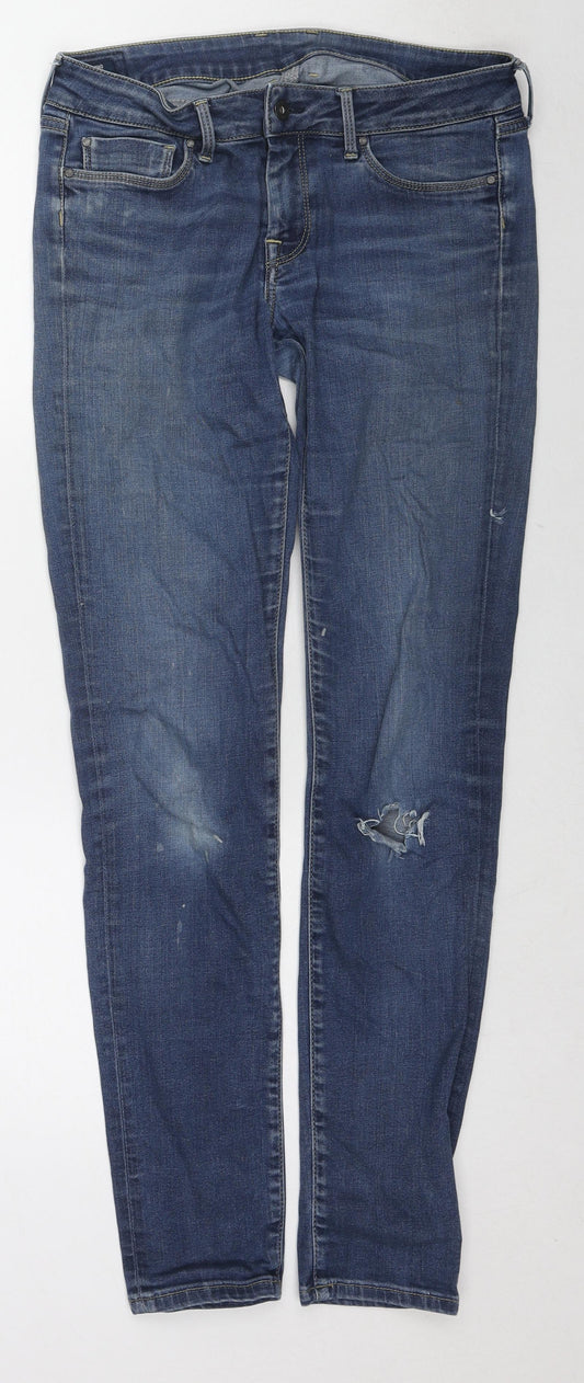 Pepe Jeans Womens Blue Cotton Skinny Jeans Size 30 L32 in Regular Zip