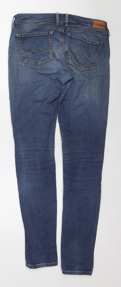 Pepe Jeans Womens Blue Cotton Skinny Jeans Size 30 L32 in Regular Zip