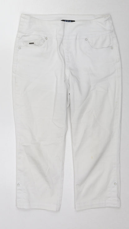 French Dressing Jeans Womens White Cotton Straight Jeans Size 10 L20 in Regular Zip