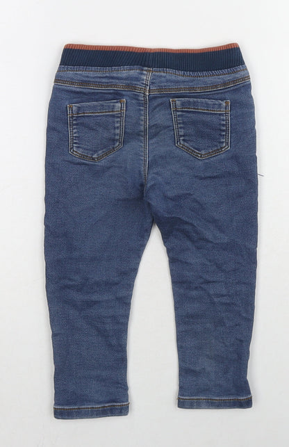 F&F Girls Blue Cotton Cropped Jeans Size 12-18 Months Drawstring
