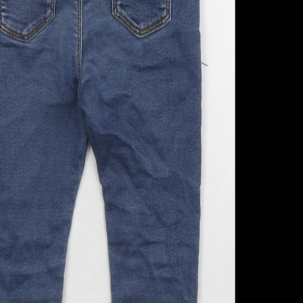 F&F Girls Blue Cotton Cropped Jeans Size 12-18 Months Drawstring