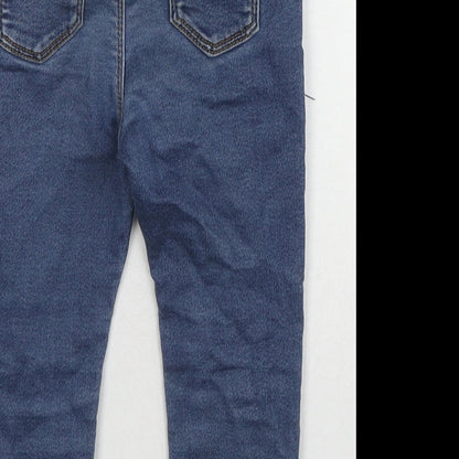 F&F Girls Blue Cotton Cropped Jeans Size 12-18 Months Drawstring