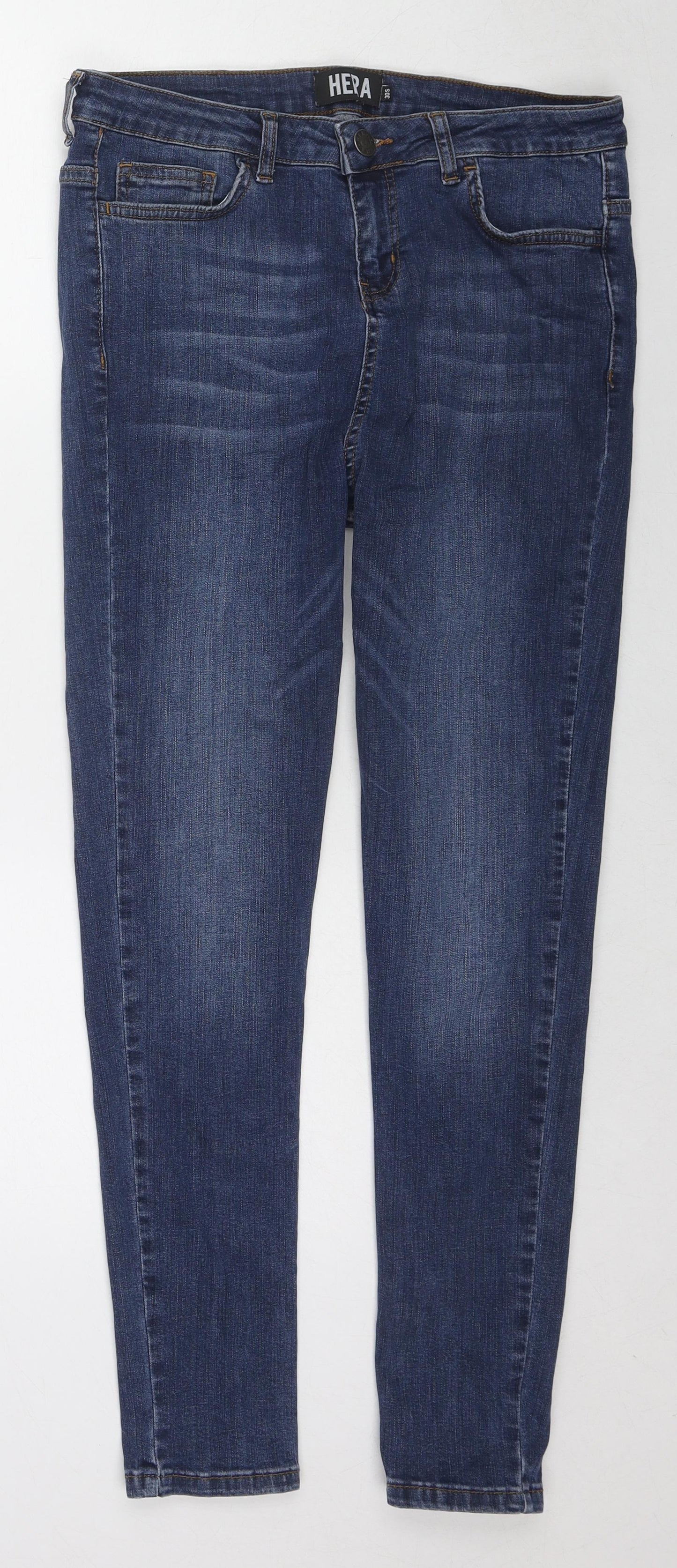 Hera Mens Blue Herringbone Cotton Skinny Jeans Size 30 in L27 in Regular Zip