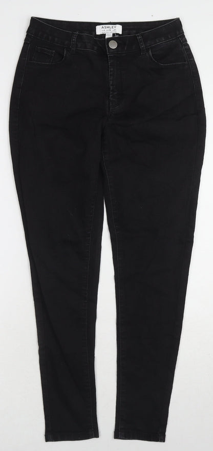 Dorothy Perkins Womens Black Cotton Skinny Jeans Size 8 L27 in Regular Zip