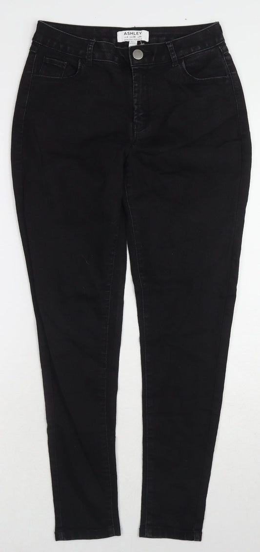 Dorothy Perkins Womens Black Cotton Skinny Jeans Size 8 L27 in Regular Zip