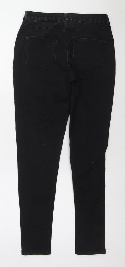 Dorothy Perkins Womens Black Cotton Skinny Jeans Size 8 L27 in Regular Zip