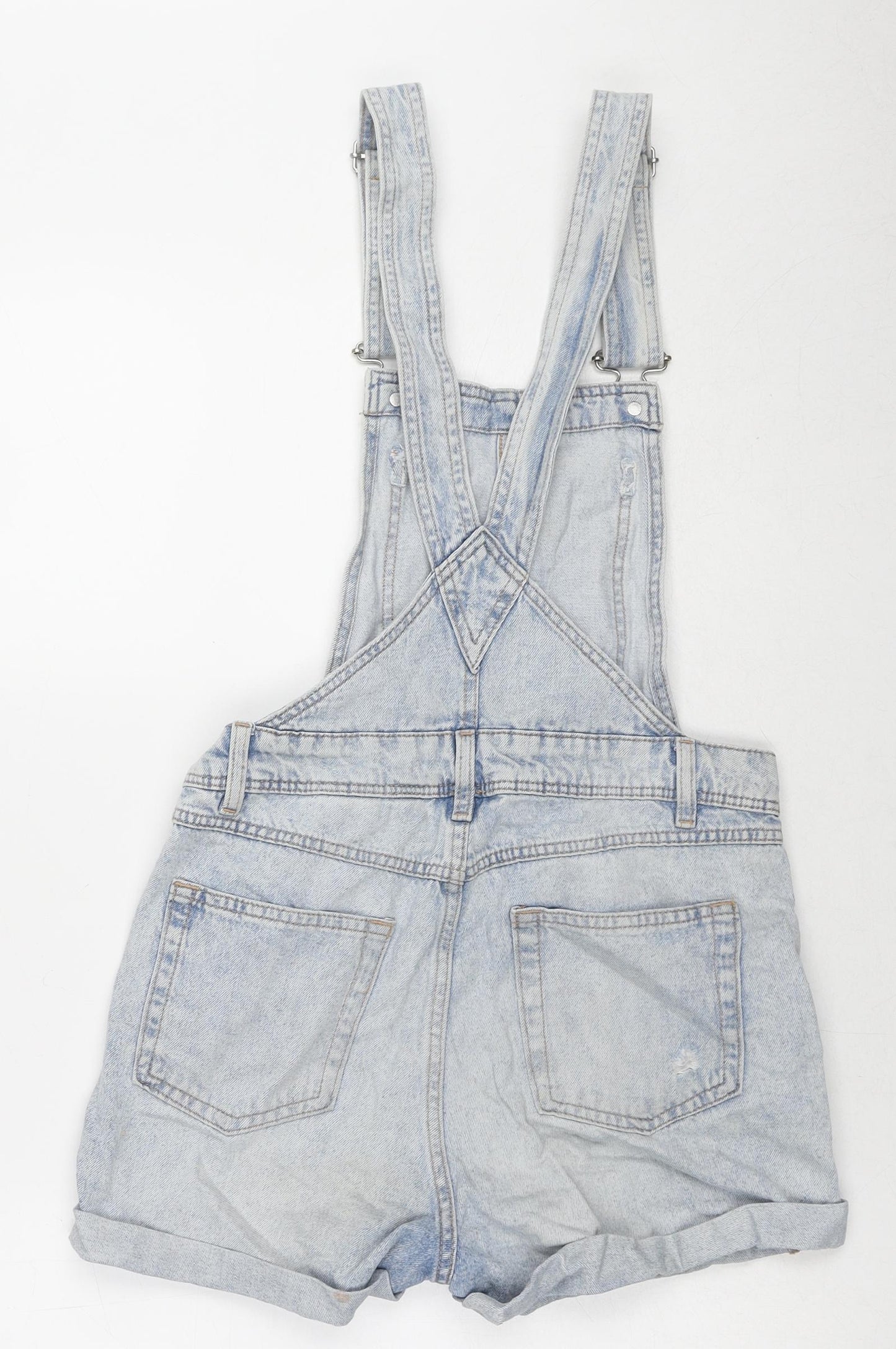 Divided by H&M Womens Blue Cotton Dungaree One-Piece Size 6 L3 in Button - Distressed Dungaree Short