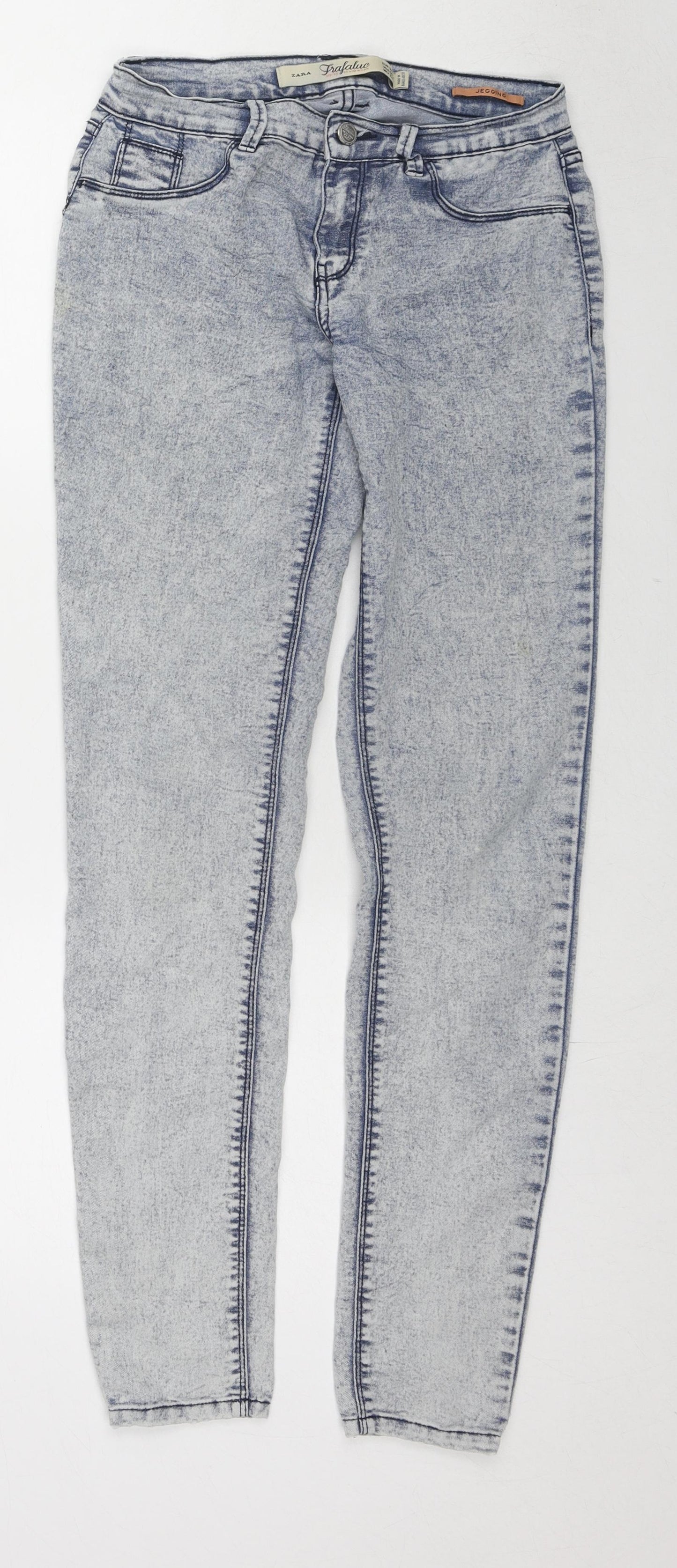 Zara Womens Blue Cotton Jegging Jeans Size 6 L29 in Regular Zip