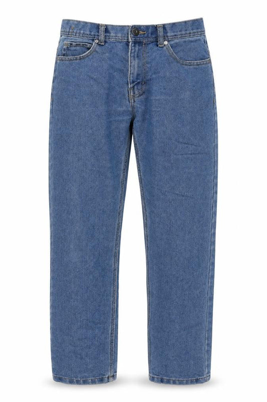 Front view of Denim & Co. men’s blue cotton straight jeans, size 30, in, 30-inch leg regular zip