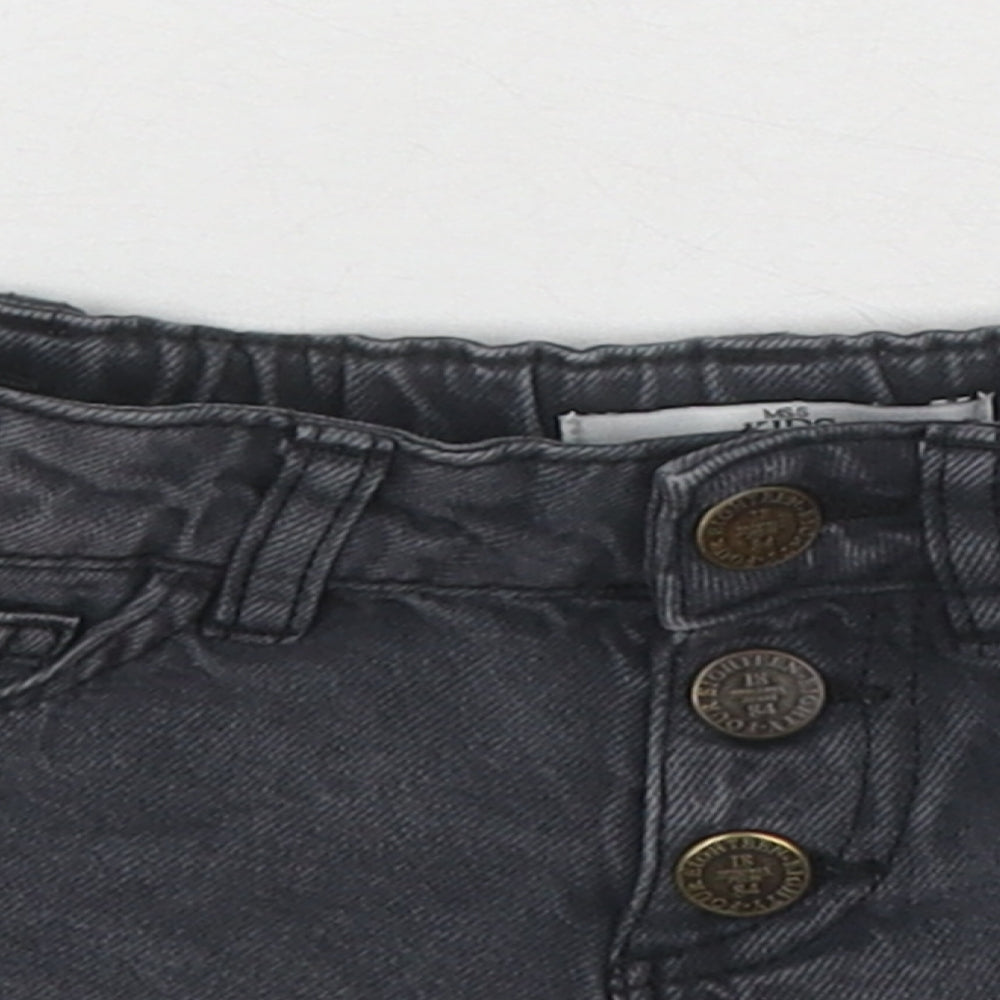 Marks and Spencer Girls Black Cotton Cut-Off Shorts Size 3-4 Years L3 in Regular Buckle