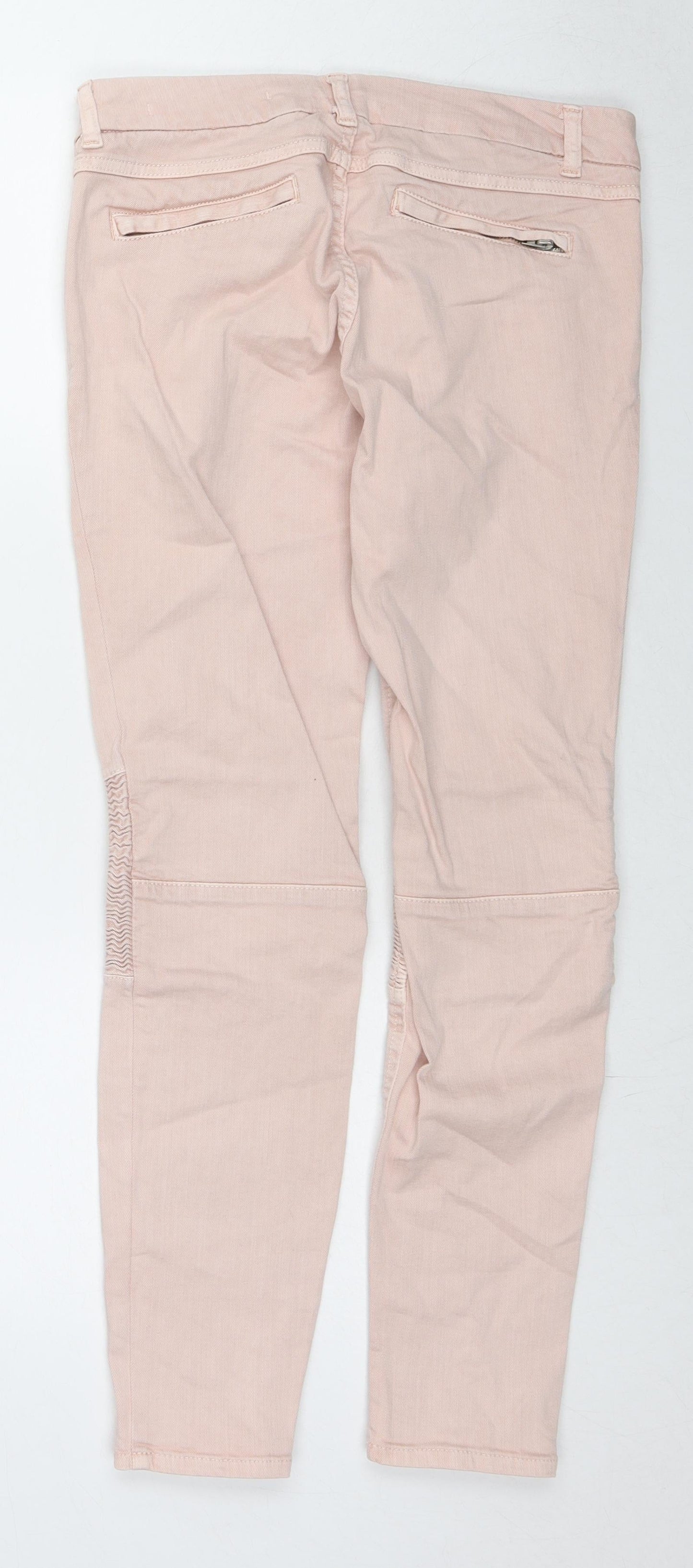 Zara Womens Beige Cotton Straight Jeans Size 12 L27 in Regular Zip
