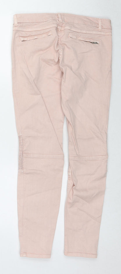 Zara Womens Beige Cotton Straight Jeans Size 12 L27 in Regular Zip