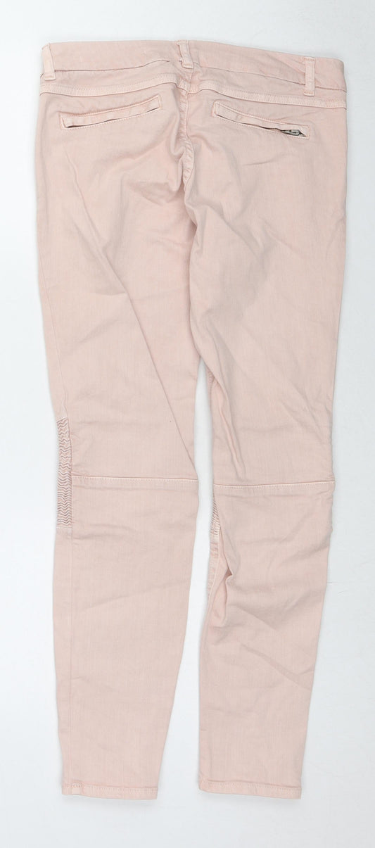 Zara Womens Beige Cotton Straight Jeans Size 12 L27 in Regular Zip