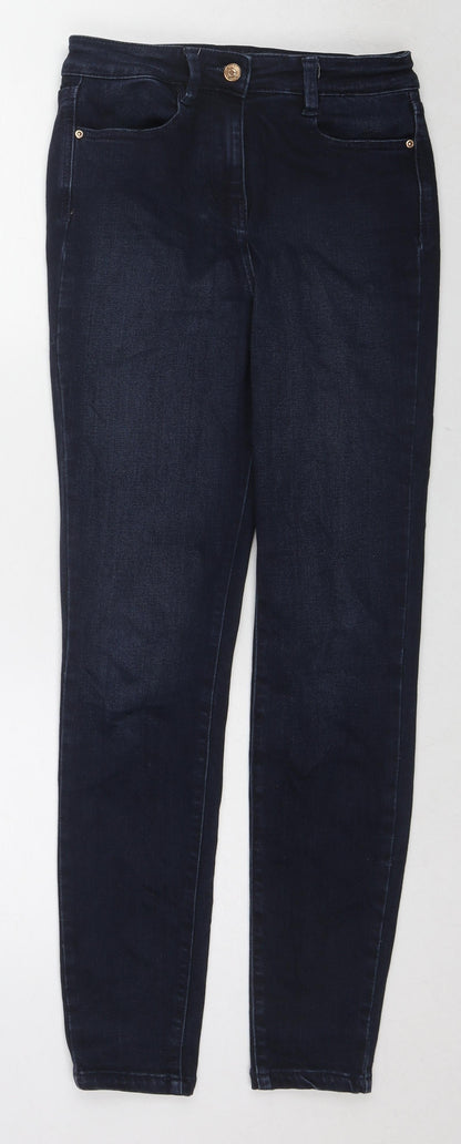 NEXT Womens Blue Cotton Skinny Jeans Size 8 L28 in Regular Zip