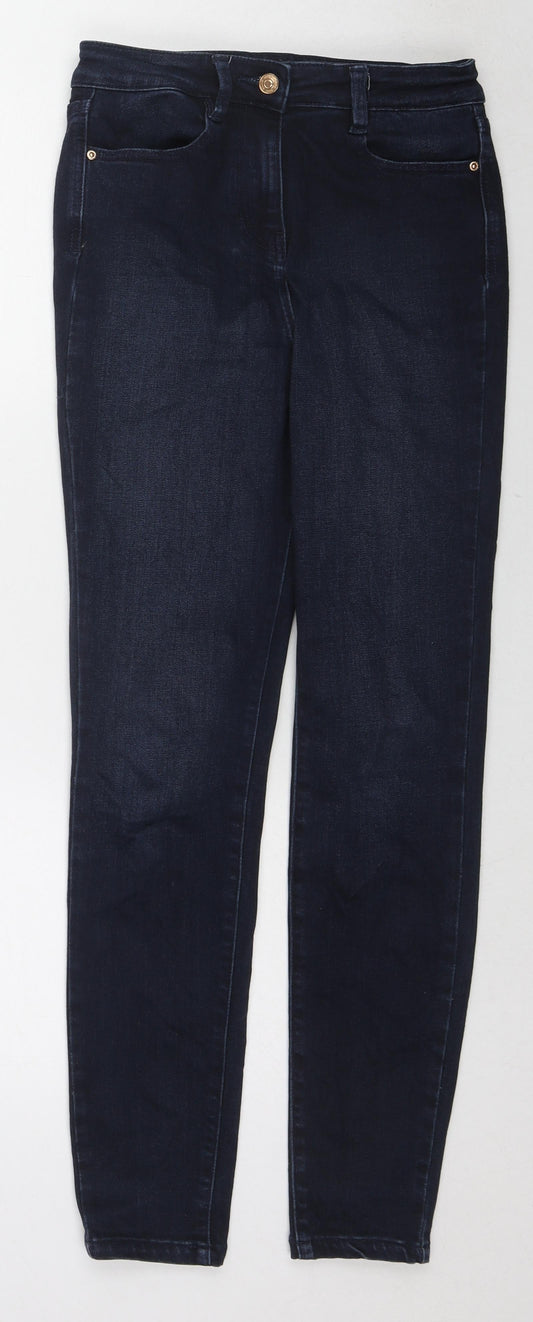 NEXT Womens Blue Cotton Skinny Jeans Size 8 L28 in Regular Zip