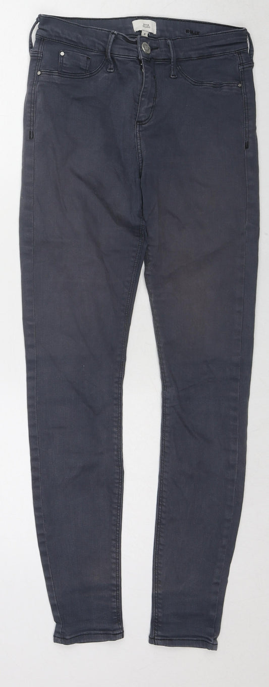 River Island Womens Blue Cotton Skinny Jeans Size 8 L28 in Regular Zip