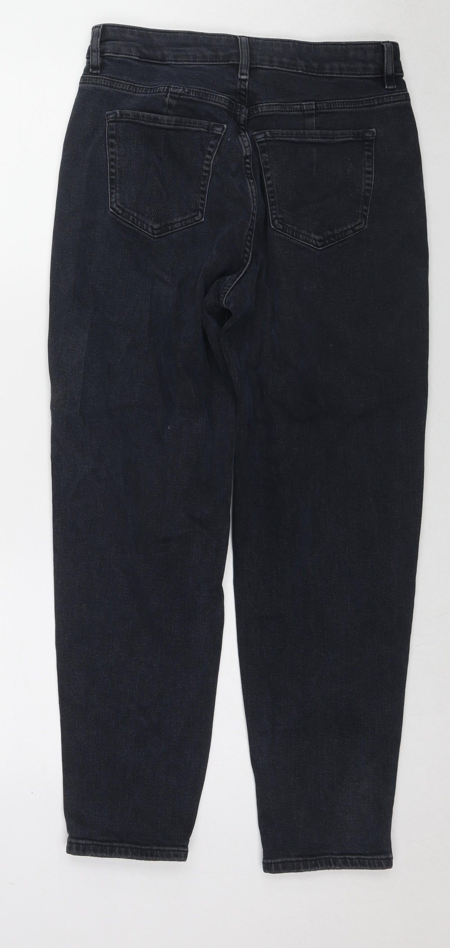 Marks and Spencer Womens Blue Cotton Tapered Jeans Size 10 L26 in Regular Zip