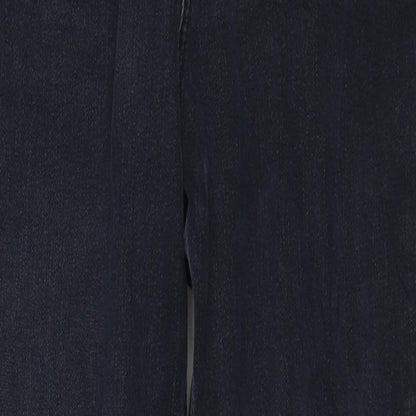 Marks and Spencer Womens Blue Cotton Tapered Jeans Size 10 L26 in Regular Zip