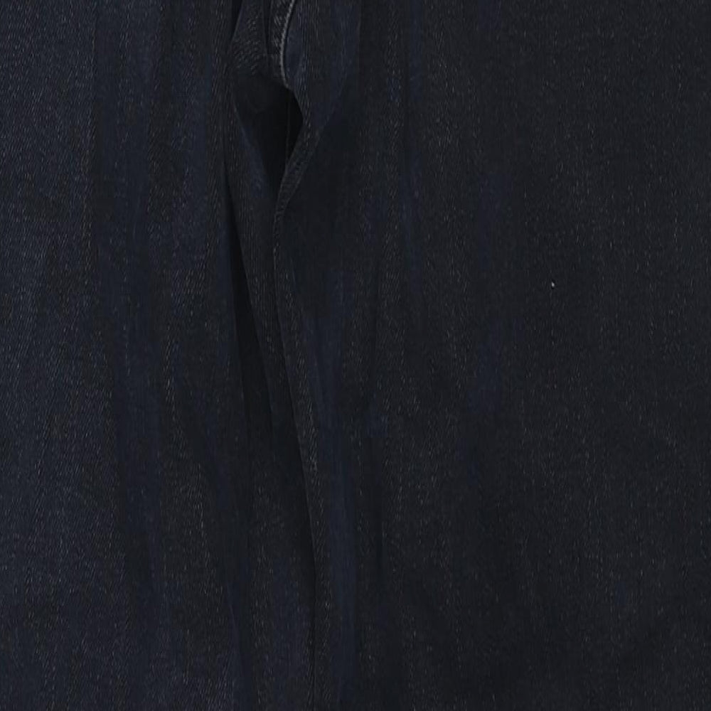Marks and Spencer Womens Blue Cotton Tapered Jeans Size 10 L26 in Regular Zip