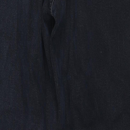 Marks and Spencer Womens Blue Cotton Tapered Jeans Size 10 L26 in Regular Zip