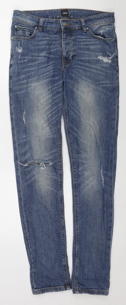ASOS Mens Blue Cotton Skinny Jeans Size 31 in L31 in Regular Zip