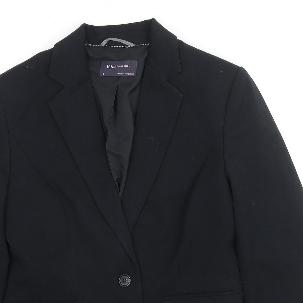 Marks and Spencer Womens Black Polyester Jacket Blazer Size 8