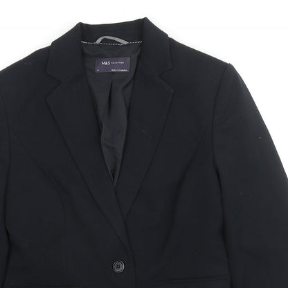 Marks and Spencer Womens Black Polyester Jacket Blazer Size 8