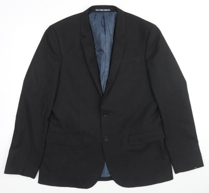 Mens UK Size 42 River Island Regular Black Suit Jacket
